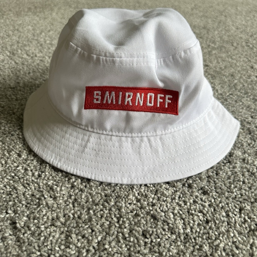 Smirnoff Vodka‎ Bucket Hat White With Red Letters